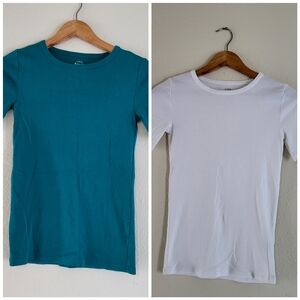 J.Crew Women's Tops perfect Fit White and Teal Tops.
